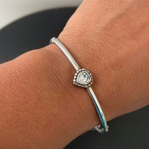 Brighton silver heart bangle with crystals